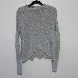 Free People Gray Crewneck Women's Size Small Linen Blend Loose Knit Sweater